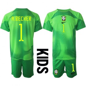 Baby Fußballbekleidung Brasilien Alisson Becker #1 Torwart Auswärtstrikot WM 2022 Kurzarm (+ kurze hosen)